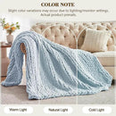 Carriediosa Chunky Knit Throw Blanket 50" X 60", 100% Hand Made Large Chenille Loop Yarn Soft Fluffy Throws for Couch Sofa Bed, Big Crochet Cozy Heavy Thick Cable Woven Blanket, Light Blue by CozyNest Decor