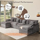 142.5" U Shaped Couch, Modular Sectional Sofa, 3-Seater Comfy Cloud Couch with Movable Ottoman, Deep Seat Couches for Living Room, Chenille, Slate by CozyNest Decor