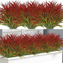 Ouddy Decor 16 Bundles Artificial Plants Outdoor Fake Grass Greenery Stems UV Resistant Faux Plastic Plants Shrubs for Autumn Home Garden Pathway Farmhouse Front Porch Harvest Thanksgiving Decor, Red by GreenHaven Gardens