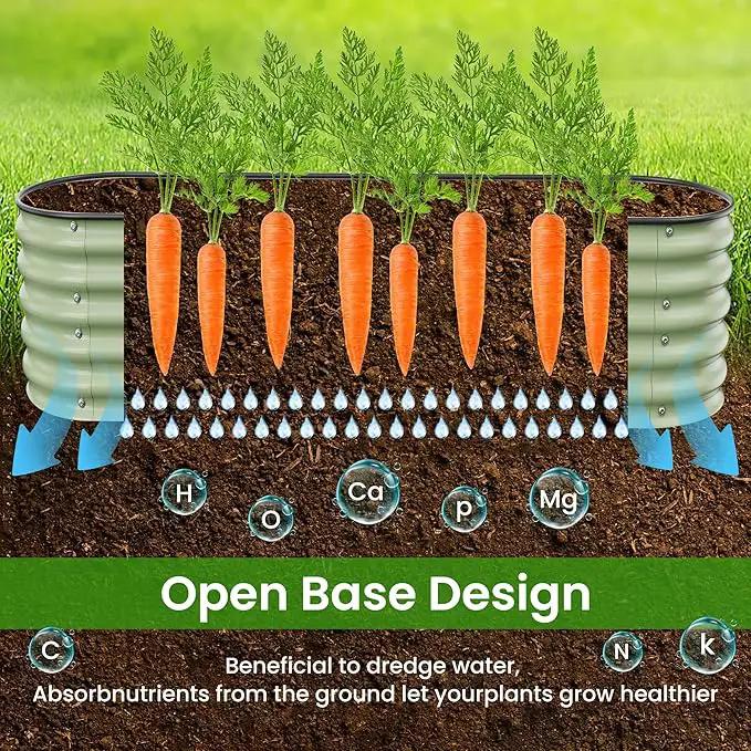8 X 2 X 1.4 Ft Galvanized Raised Garden Bed,Sturdy and Easy to Assemble Oval Raised Planter Beds Outdoor for Vegetables, Gardening, Flowers, Fruits（Light Green）, photo 6 of 9