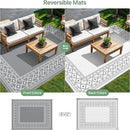 GENIMO Outdoor Rug Waterproof for Patio, 9'x12' Reversible Plastic Straw Outdoor Carpet, Camping Outside Mat for Outdoor Decor, RV, Deck, Camper, Balcony, Picnic, Grey & White by CozyNest Decor