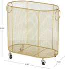 Deco 79 Metal Storage Cart Oval Mesh Wire Rolling Laundry with Ring Handles, 21" x 12" x 21", Gold by GreenHaven Gardens