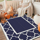 GENIMO 6' x 9' Outdoor Rug Waterproof for Patio Fall Decor, Foldable Reversible Plastic Straw Area Rugs Mat for Camper, Outside Carpet for Rv, Deck, Porch, Picnic, Beach, Balcony, Blue & Grey by CozyNest Decor