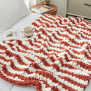 Amélie Home Chunky Knit Throw Blanket for Couch, Soft Chenille Crochet Blanket for Sofa, 50"x60", Burnt Orange & White Striped by CozyNest Decor