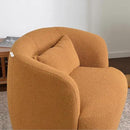 KINWELL 34" Wide Boucle Swivel Barrel Chair, No Assembly Round Upholstered Armchair Accent Chair Single Sofa Chair with Toss Pillow for Living Room and Bedroom, Brown by CozyNest Decor