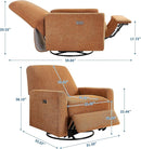 Power Swivel Glider Recliner Chair, Electric Nursery Rocker Recliner Chair, USB & Type-C Charger, Boucle Curry by TinyTreasures Baby Boutique