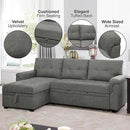 Naomi Home Transform Any Space: Sleeper Sectional Sofa with Convertible Sofa Bed & Inviting Chaise. Find Tranquil Comfort with Stress-Relieving Design & Durable Cushions - Gray/Velvet by CozyNest Decor