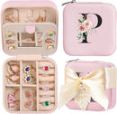 AYGXU Travel Jewelry Box for Women and Girls - Small Case With Initial A-Z - Teacher Gifts by TinyTreasures Baby Boutique