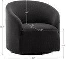 KINWELL 32" Wide Modern Boucle Swivel Barrel Chairs Set of 2, No Assembly Round Upholstered Swivel Accent Armchairs for Living Room, Bedroom (Black) by CozyNest Decor