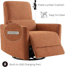 CHITA Power Recliner Chair Swivel Glider, FSC Certified Fabric Living Room Nursery Reclining Sofa Chair with Lumbar Support,Terracotta by CozyNest Decor