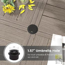 DIFY 40.6" Round Outdoor Patio Dining Table for 4, All-Weather Metal Steel Slatted Patio Table with 1.57" Adjustable Umbrella Hole, for Lawn Garden Porch Backyard, Grey Wood-Like by GreenHaven Gardens