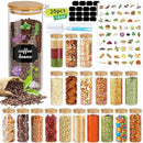 16 oz 20 pcs Glass Jars with Bamboo Lids, Stackable Clear Food Storage Jars, Airtight Kichen Glass Pantry Storage Containers with Lids for Rice, Candy, Sugar, Flour, Nuts, Cookie, Spice by CozyNest Decor
