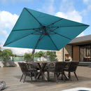 PURPLE LEAF 9' X 12' Cantilever Outdoor Umbrellas Large Patio Umbrella Hanging Double Top Rectangle Offset Umbrella with 360°Rotation Tilting Umbrella Outdoor Patio, Turquoise Blue by GreenHaven Gardens