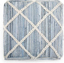 SIMPLIHOME Cowan Boho Square Pouf in Blue, Natural Handloom Woven for the Living Room, Bedroom and Kids Room by CozyNest Decor