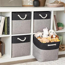 OrganiHaus 13x13 Cube Storage Bins 4 Pack, Foldable Cube Storage Organizer w/ Rope Handles, Collapsible Fabric Bins for Toys, Clothes & Closet Organization, Fabric Square Baskets - Gray/Black by CozyNest Decor
