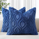 decorUhome Fall Throw Pillow Covers 22x22 Inch Set of 2, Soft Plush Decorative Faux Fur Dark Blue Solid Couch Pillow Covers, Accent Farmhouse Neutral Square Euro Pillow Cases for Sofa Bed Living Room by CozyNest Decor