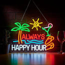 Always Happy Hour Beer Bar Neon Sign for Wall Décor Dimmable USB LED Neon Light for Home Tiki Bar Decor Man Cave Parties Gift by CozyNest Decor