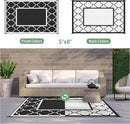 GENIMO 5' x 8' Outdoor Rug Waterproof for Patio Decor, Foldable Reversible Plastic Straw Area Rugs Mat for Camper, Outside Carpet for Rv, Deck, Porch, Picnic, Beach, Balcony, Black & White by CozyNest Decor