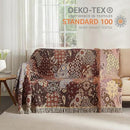 Boho Throw Blanket for Bed 60”x80”, 100% Cotton Woven Blanket for Couch Sofa, Ultra Soft 4-Layer Muslin Quilt with Patchwork Floral Printed, Farmhouse Bed Blanket/Cover for Living Room Decor by CozyNest Decor