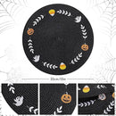 Whaline 4Pcs Round Halloween Placemats Embroidered Ghost Pumpkin Candy Corn Place Mats Black Spooky Dinner Table Mats for Halloween Party Decor by CozyNest Decor