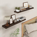 Axeman 36 inch Floating Shelves for Wall - 8'' D Live Edge Rustic Solid Elm Wood Floating Shelves Wall Mounted, Wall Shelves with Invisible Bracket for Living Room Bedroom Kitchen, Set of 2 Walnut by CozyNest Decor