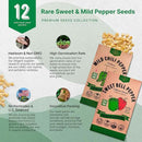 Organo Republic 12 Rare Sweet & Mild Pepper Seeds Variety Pack - 770+ Non-GMO Heirloom Pepper Seeds for Outdoor and Indoor Home Gardening, Including Pepper Anaheim, Pepperonchini, Pimento, Lilac Bell by GreenHaven Gardens