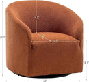 KINWELL 32" Wide Swivel Boucle Accent Chair Armchair, No Assembly Mid-Century Modern Round Upholstered Barrel Chair for Living Room, Bedroom, Office (Caramel) by CozyNest Decor