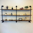 ROGMARS Industrial Pipe Wall Shelves Pipe Shelving with Real Wood Plank,70 Inches Floating Shelves for Wall Farmhouse Pipe Book Shelves Dark Brown 3Tier for Kitchen,Living Room Decor and Bar Shelving by CozyNest Decor