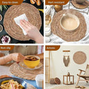 Defined Deco Woven Placemats Set of 10,12" Round Rattan Placemats,Natural Hand-Woven Water Hyacinth Placemats,Farmhouse Weave Place Mats,Rustic Braided Wicker Table Mats for Dining Table,Home,Wedding. by CozyNest Decor