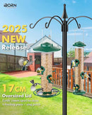 iBorn Bird Feeders for Outdoors, 2LB Metal Bird Feeders 17cm Large Roof &Tray, 4 Feeding Ports, Green Finish by CozyNest Decor