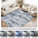 Area Rug 9x12 Washable Rugs: Abstract Large Living Room Rugs with Non-Slip Backing, Stain Resistant Indoor Floor Carpet for Bedroom Dining Room Table Nursery Hallway Home Office Blue/Gray/Black by TinyTreasures Baby Boutique