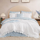 King Comforter Set - 7 Pieces Ruffle White Bedding Sets, Shabby Chic Farmhouse Bed in a Bag King with Ruffle Comforter, Floral Sheets, Pillowcases & Shams by CozyNest Decor
