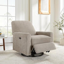 Power Swivel Glider Recliner Chair, Electric Nursery Rocker Recliner Chair, USB & Type-C Charger, Warm Camel Boucle by TinyTreasures Baby Boutique
