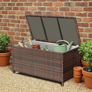 HOMREST Large Deck Box, Outdoor Wicker Storage Container with 70 Gallon, Patio Rattan Furniture for Garden Tools, Pillows, Pool, Brown by CozyNest Decor