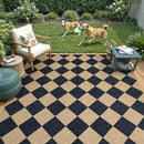 Lahome Checkered Easy Jute Outdoor Rug, Large 6x9 Rug for Living Room Checkerboard Indoor Outdoor Carpet, Farmhouse Patio Office Mat Geometric Non Slip Black Carpet for Backyard Dining Room by CozyNest Decor