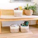 NaturalCozy Storage Cubes 9”x9”x7”Cotton Rope Woven Baskets for Organizing 3-Pack | 9 Inch Cube Storage Bin | Small Basket for Shelf Nursery, Pantry, Decorative Plant, Bathroom Closet, Toy Gift by TinyTreasures Baby Boutique