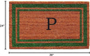 Calloway Mills Green Border 24" x 36" Monogram Doormat (Letter P) by CozyNest Decor