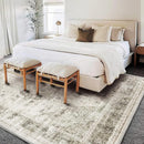 Washable Area Rug 8'x10' Retro Floral Khaki Boho Design Non-Shedding Non-Slip Easy Care Ideal for High Traffic Areas in Living Room Bedroom Office Coffee Table Kitchen Large Carpet by TinyTreasures Baby Boutique