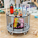 LAMERGE 55" 7-in-1 Round Trampoline for Kids Boys & Girls Ages 1-8, Indoor & Outdoor Trampoline for Fun, Adjustable Height Handrail ＆ Enclosed Safety Net ＆ Durable Designs for Toddlers Children by TinyTreasures Baby Boutique
