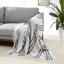 Amazon Basics Room Décor Throw Blanket, Lightweight and Cozy in Recycled Polyester, Light Grey With Blue Stripes, 50"x 60" by CozyNest Decor