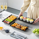 MALACASA 3 Tier Serving Trays for Party, 12 Inch Porcelain Black Trays for Serving Food, Dessert Stand with Collapsible Gold Metal Rack by CozyNest Decor
