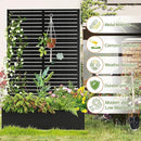 Trellis for Climbing Plants Outdoor，Mental Garden Bed with Drainage Holes Outdoor Privacy Screen Design Tall planters for herb Flower Vegetables 73"x47"x16", Black-Louvered by GreenHaven Gardens