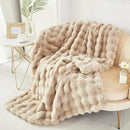 RYNGHIPY Faux Fur Blanket for Couch Fluffy Warm Throw Blanket for Sofa Bed Thick Furry Bubble Blanket (Camel, 51''x63'') by CozyNest Decor