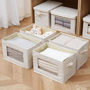 Citylife 3 Pack Storage Bins with Lids, Fabric Foldable Storage Bins with Soft Cord Handles, Canvas Storage Bin with Lid for Organizing Clothes, Blankets and Books, Beige by CozyNest Decor