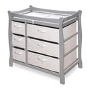 Badger Basket Sleigh Style Baby Changing Table - Diaper Station with 6 Removable Storage Baskets, Safety Rails, Pad, and Belt - Nursery Organizer - Gray/White by TinyTreasures Baby Boutique