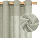 LAMIT Short Linen Curtains 48 Inch Length 2 Panels, Semi Sheer Light Filtering Panels Bronze Grommet Drapes for Small Window/Bathroom/Bedroom/Basement, Sage Grey, 34 x 48 Inch by CozyNest Decor
