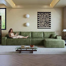 136" Sectional Couches for Living Room Modern Modular Sofa with L-Shape Couchs Upholstered Boneless Couch Deep Seat Sectional Couch with Chaise (Green, Right Facing Chaise+3Seaters) by CozyNest Decor