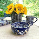 Encantada Handmade Hand-Painted Authentic Mexican Pottery Mugs (2-Pack, Blue Helecho) by CozyNest Decor