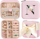 AYGXU Travel Jewelry Box for Women and Girls - Small Case With Initial A-Z - Teacher Gifts by TinyTreasures Baby Boutique