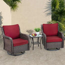 Towallmark Outdoor Swivel Wicker Glider Patio Chairs with Table Set, 3 Pieces Outdoor Bistro Set with 4”Thick Cushions and Coffee Table for Porch, Balcony, Deck (Red) by GreenHaven Gardens